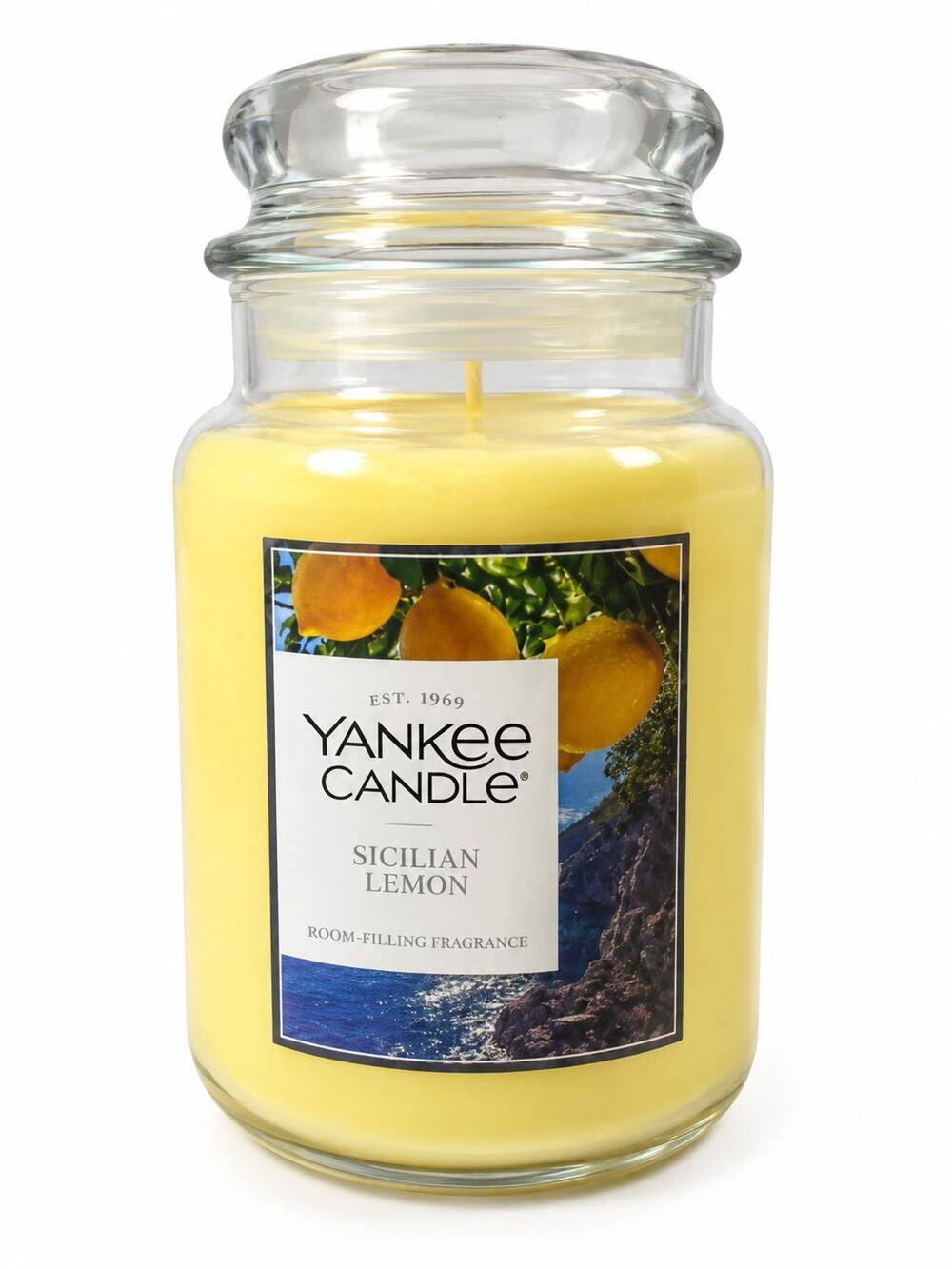 Large Jar Candle Sicilian Lemon Scented 22oz 150 Hour Burn Home Fragrance